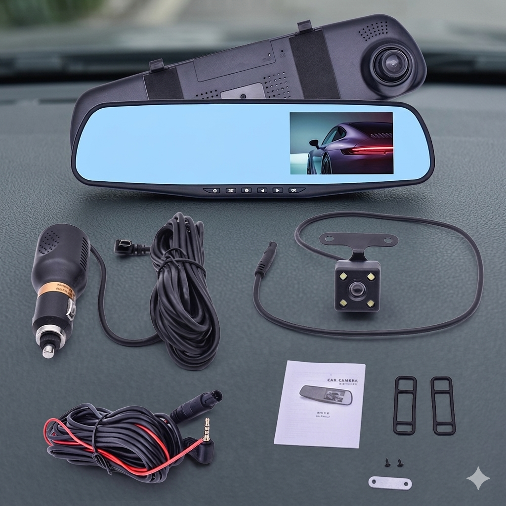 Dash Cam Rétroviseur HD (Avant/Arrière) : Protégez-vous et Filmez chaque Trajet !