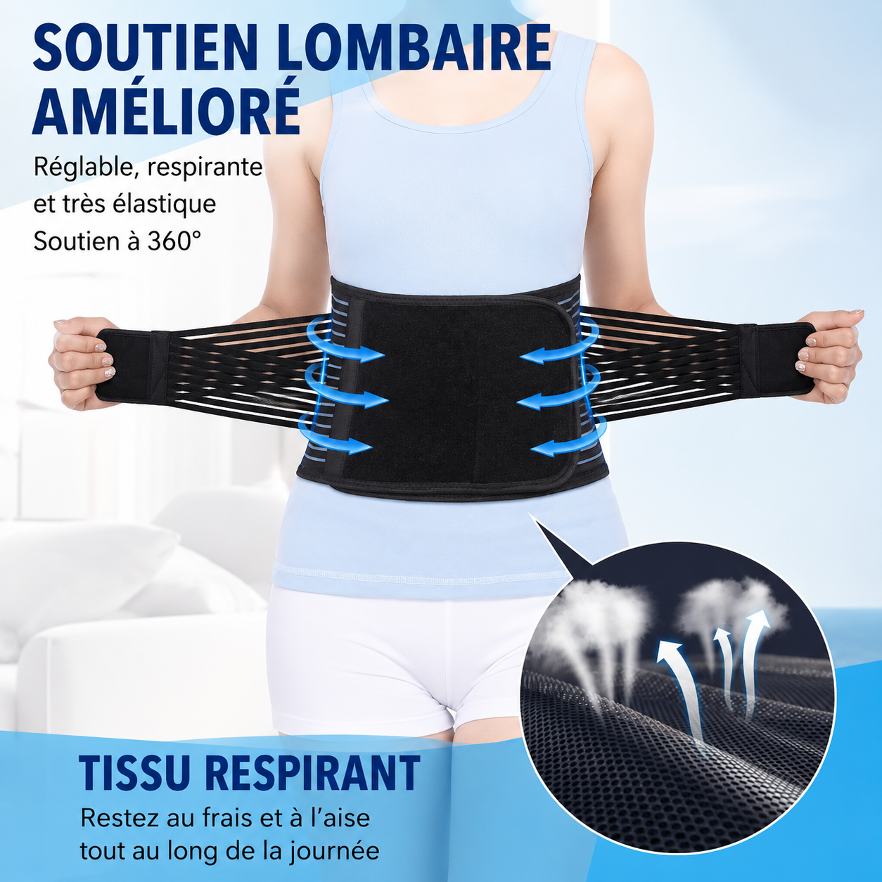Ceinture lombaire pour soulager les douleurs lombaires – pour hommes et femmes.