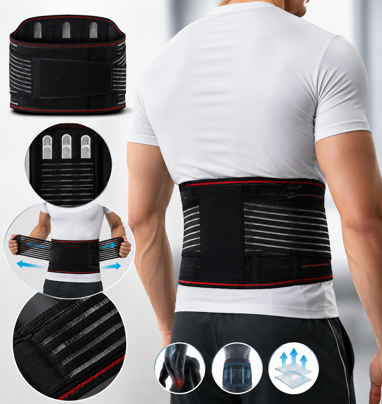 Ceinture lombaire pour soulager les douleurs lombaires – pour hommes et femmes.
