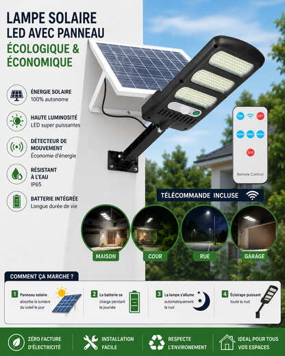 Lampe Solaire LED Ultra Puissante avec Détecteur de Mouvement