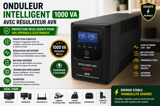 Onduleur Intelligent UPS 1000 VA avec Régulateur AVR